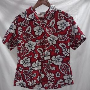 Floral Hawaiian Button-up, size women's medium